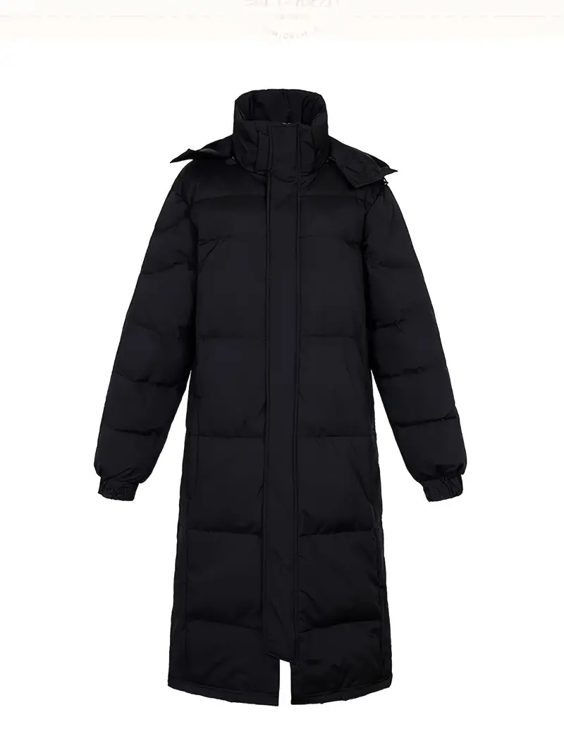 Lange Wattierte Steppjacke mit Kapuze