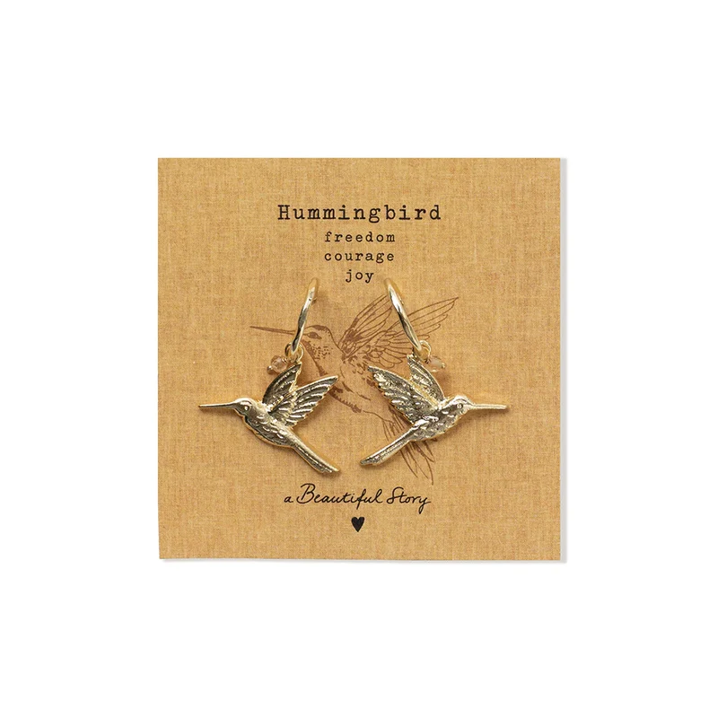 Pozlacené náušnice Rebel Hummingbird – Citrine