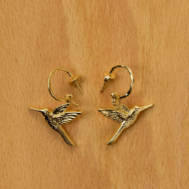Pozlacené náušnice Rebel Hummingbird – Citrine