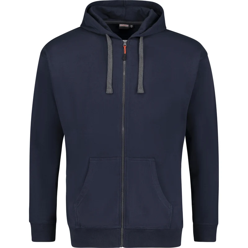 Adamo Kapuzen-Sweat-Jacke in Übergröße – Schwarz