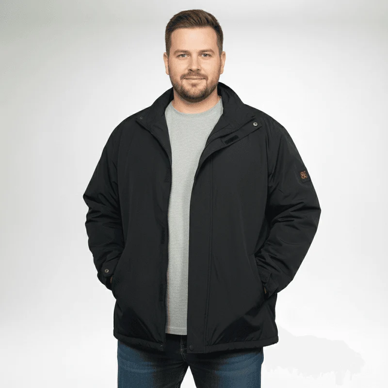 BigTiger Regenjacke Herren Übergröße 3XL-12XL Schwarz Blau gefüttert