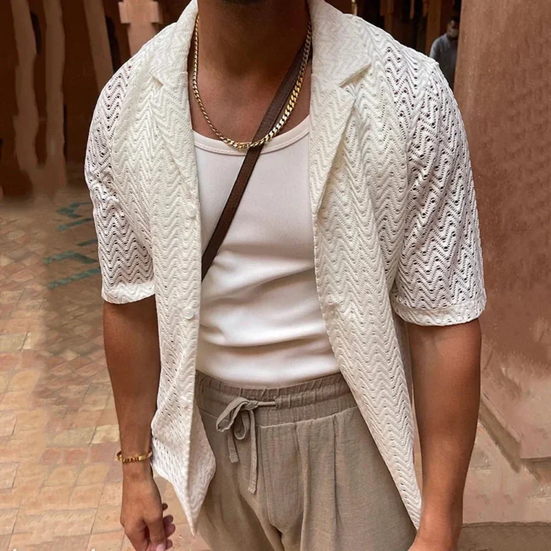 Sonnenverwöhnte Eleganz™ - Luftiges Mesh Strickhemd