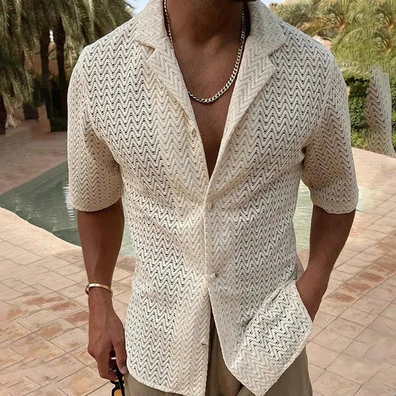 Sonnenverwöhnte Eleganz™ - Luftiges Mesh Strickhemd