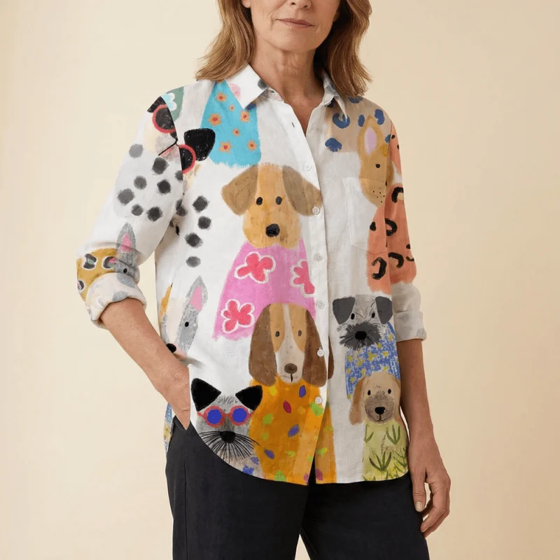 Audrey™ - Künstlerisches Button-Up Hemd