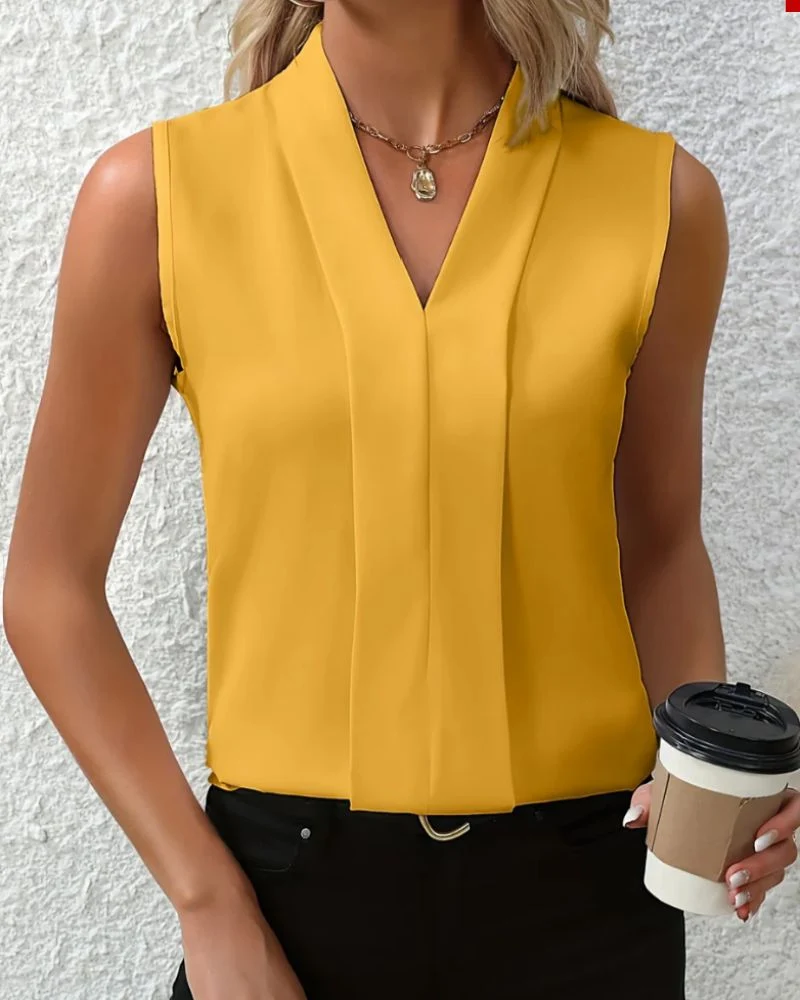 Nicole™ - V-Ausschnitt Freizeitbluse