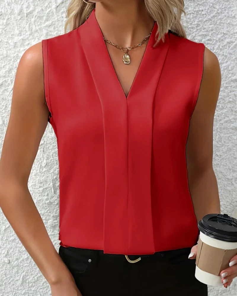 Nicole™ - V-Ausschnitt Freizeitbluse