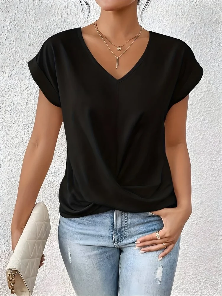 Sandra™ - Elegantes Twist-Front V-Ausschnitt Top