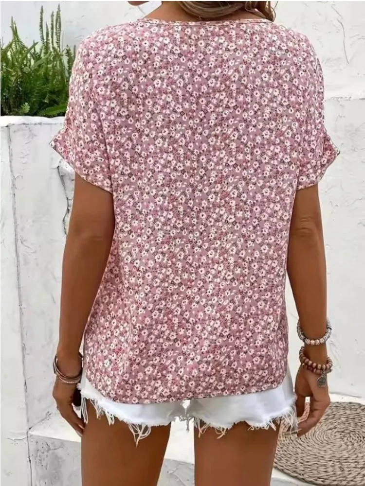 Brenda™ - Blumen-Button-Front-Top