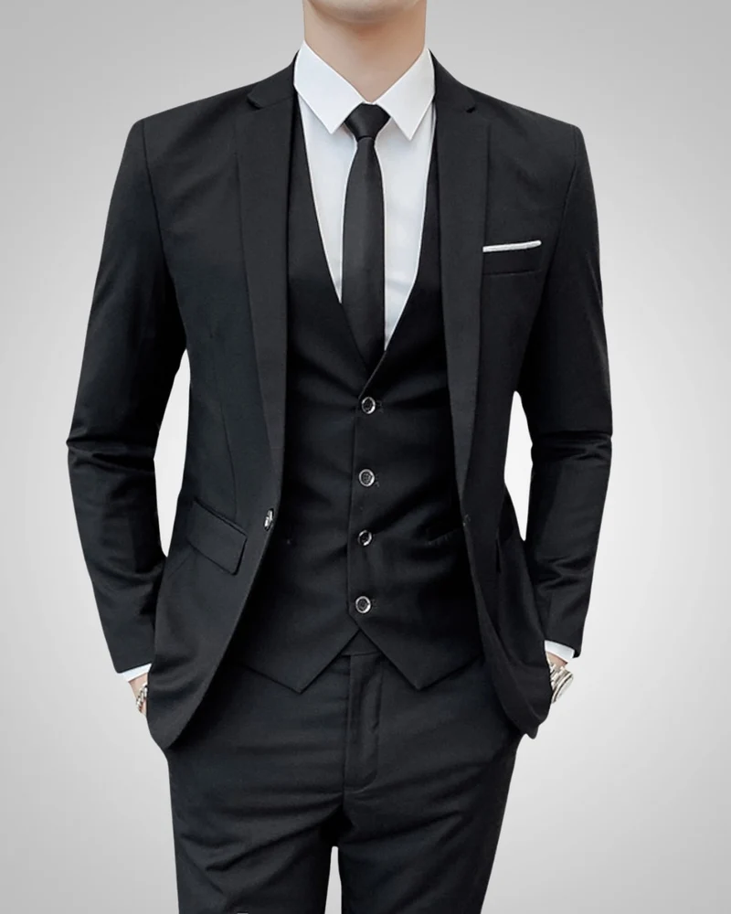 Simon | Herren Slim Fit Dreiteiliger Hochzeitsanzug