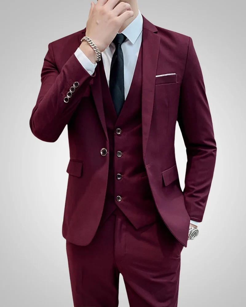 Simon | Herren Slim Fit Dreiteiliger Hochzeitsanzug