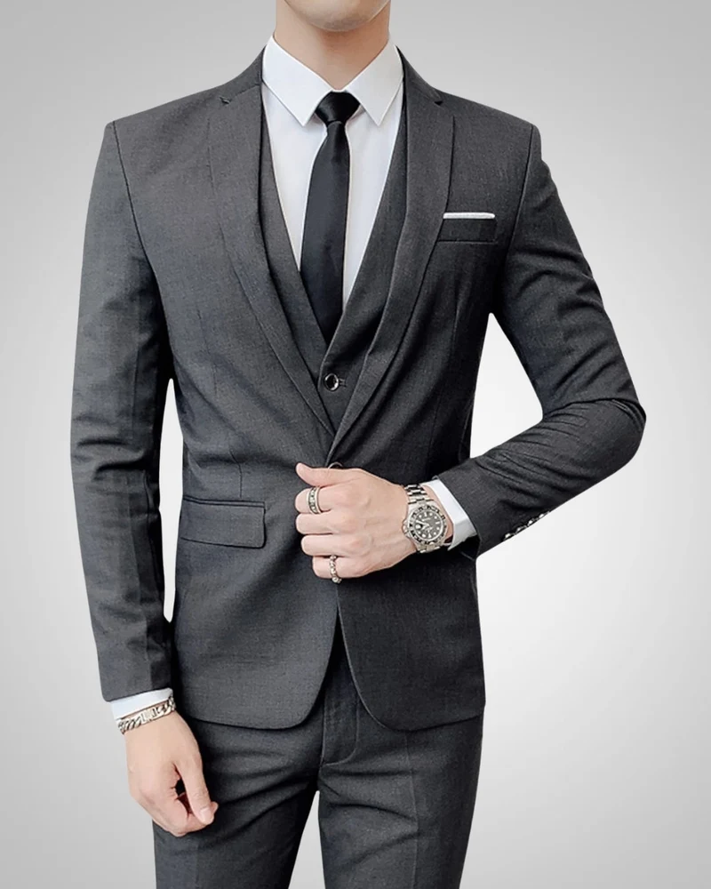 Simon | Herren Slim Fit Dreiteiliger Hochzeitsanzug
