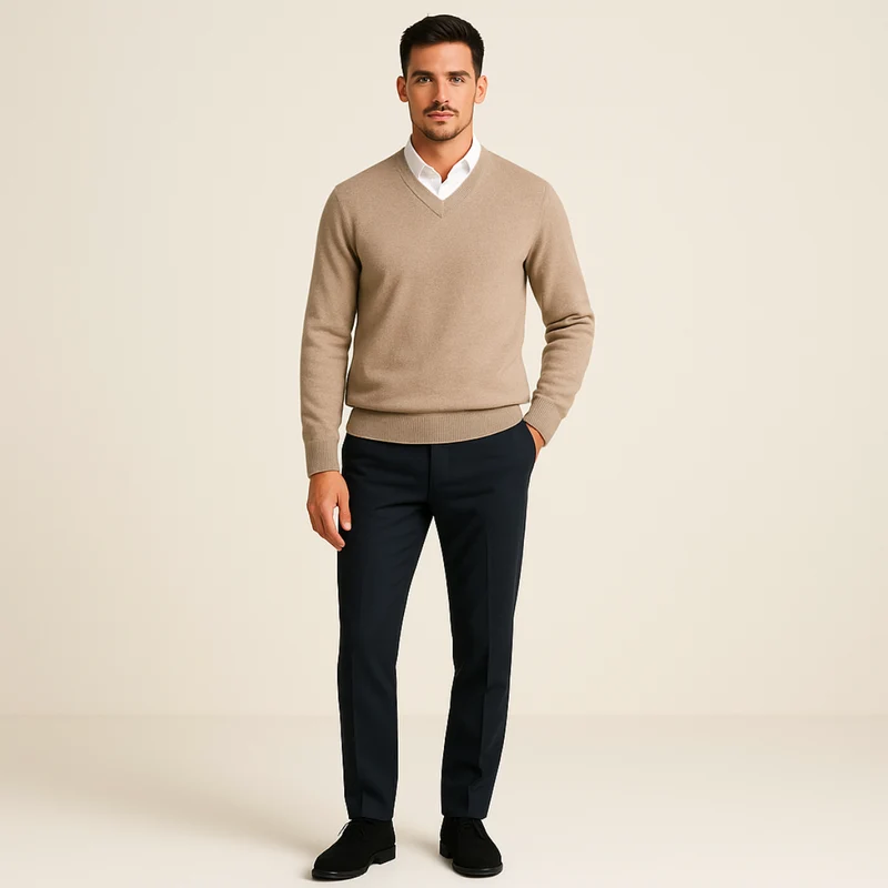 Felix | Herren Klassischer V-Ausschnitt Wollpullover