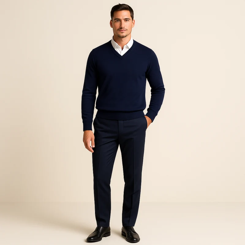 Felix | Herren Klassischer V-Ausschnitt Wollpullover