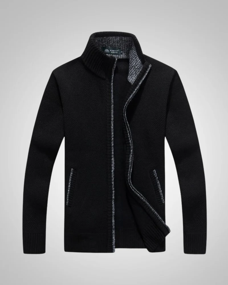 Wolfgang | Herren Bequem Fleece Strickjacke
