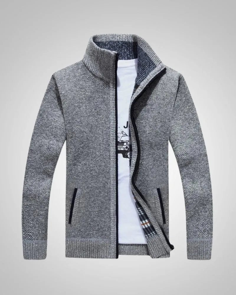 Wolfgang | Herren Bequem Fleece Strickjacke