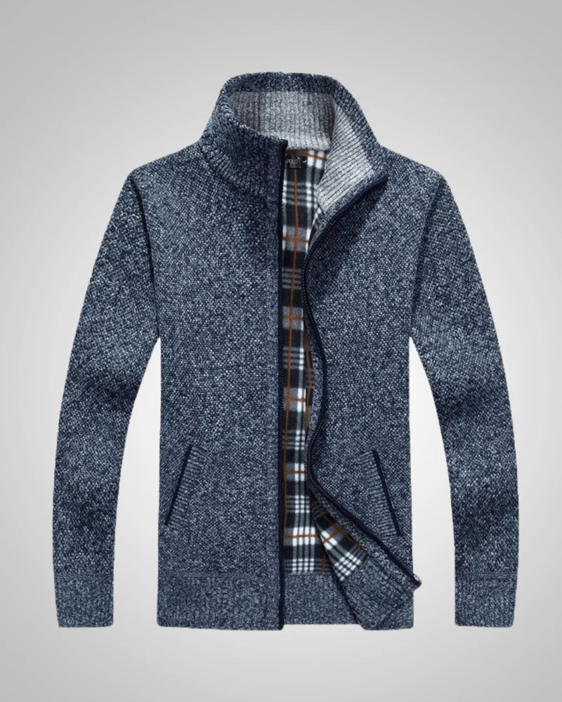 Wolfgang | Herren Bequem Fleece Strickjacke