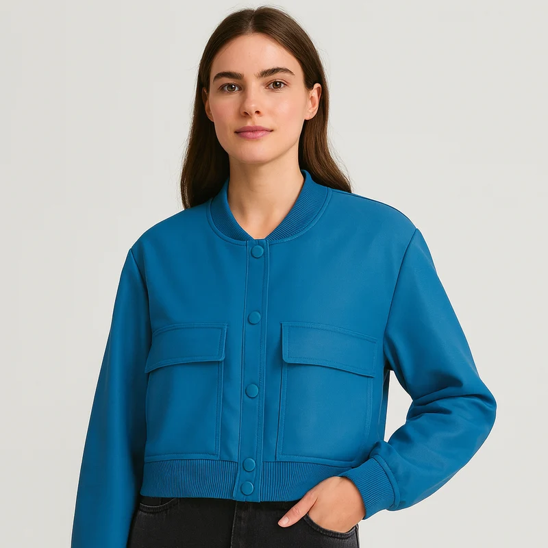 Beige weicher Fliegerjacke für Damen – Lässiger und bequemer Look