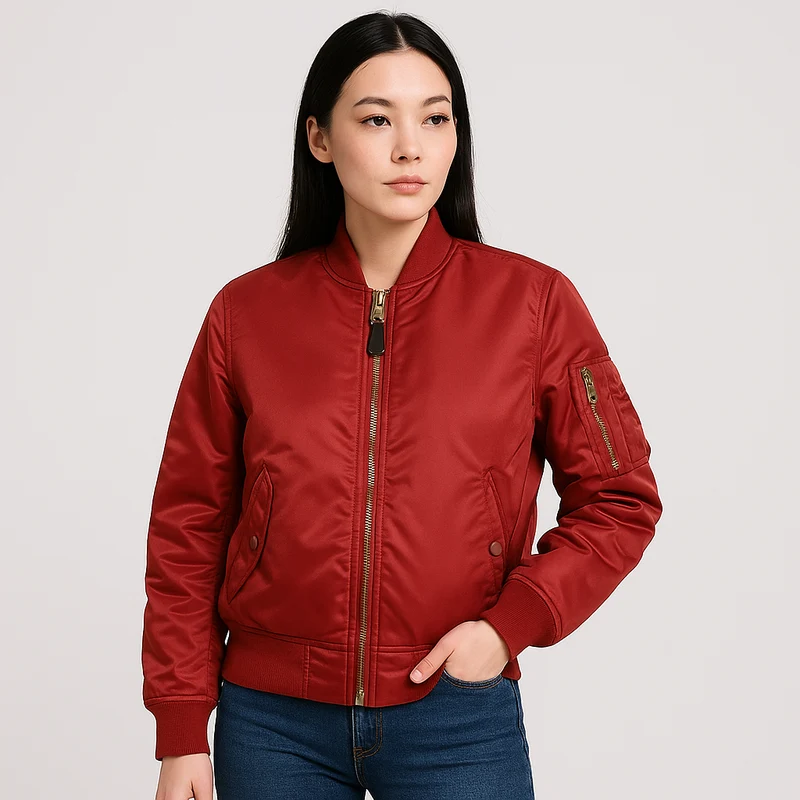 Bomberjacke für Damen MA-1 – Klassisches Design mit Rippbündchen
