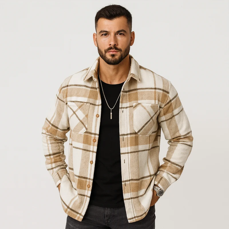 Grayson Herren Karomantel – Lässige Streetwear-Jacke mit Revers