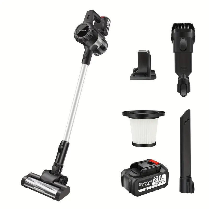 6-in-1 Akku-Staubsauger – Bürstenloser Motor mit LED-Bodenbürste und mehreren Aufsätzen