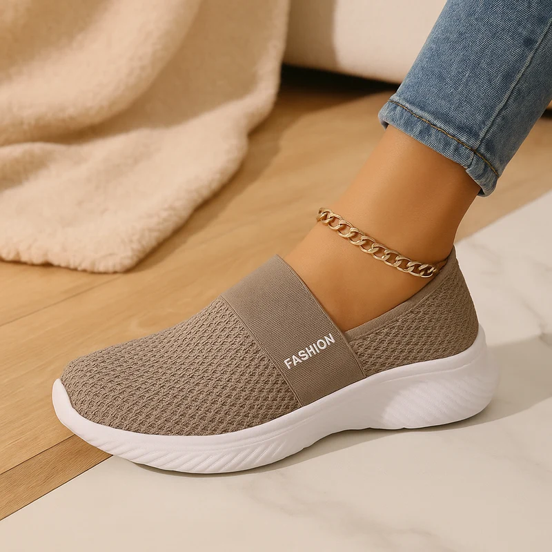 Damen-Slipper zum Hineinschlüpfen – Atmungsaktives Mesh-Obermaterial, weich gepolsterte Innensohle und strapazierfähige Gummisohle