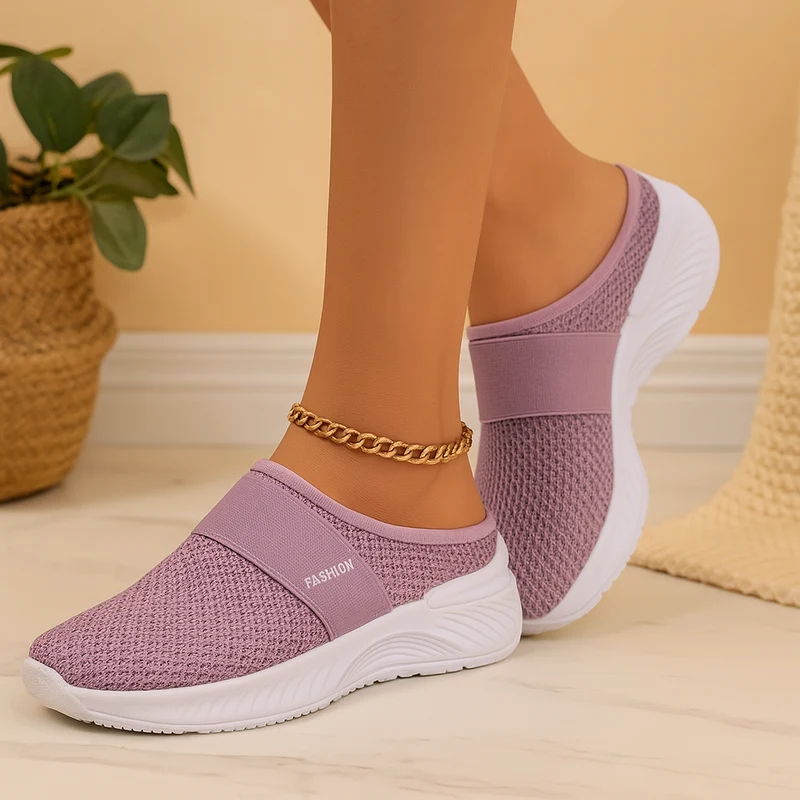 Damen-Slipper zum Hineinschlüpfen – Atmungsaktives Mesh-Obermaterial, weich gepolsterte Innensohle und strapazierfähige Gummisohle