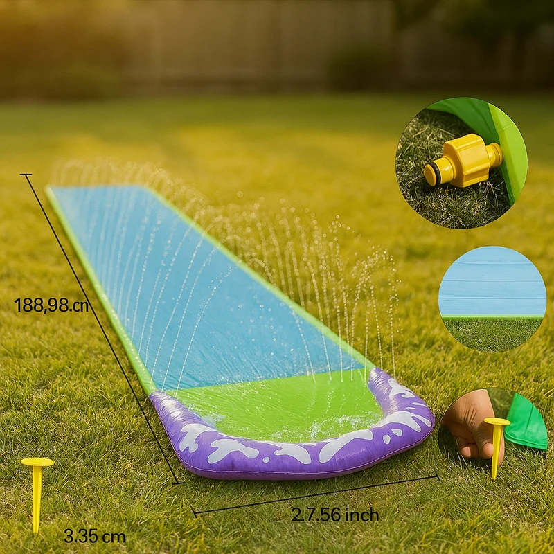 Riesige aufblasbare Wasserrutsche (5,0 m) – 73,66 cm breit – für Kinder und Erwachsene