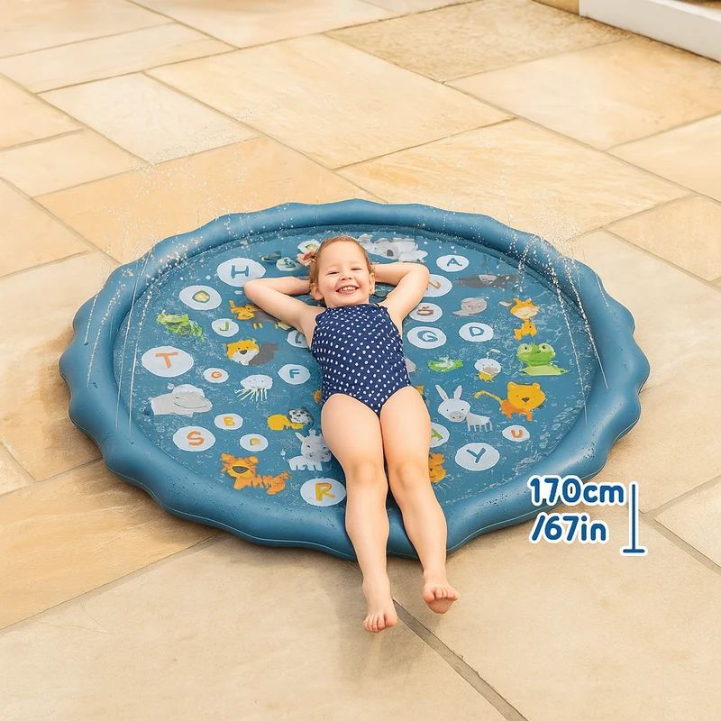 Kinder-Spritzmatte – Outdoor-Sprinkler-Spielmatte für sommerlichen Wasserspaß