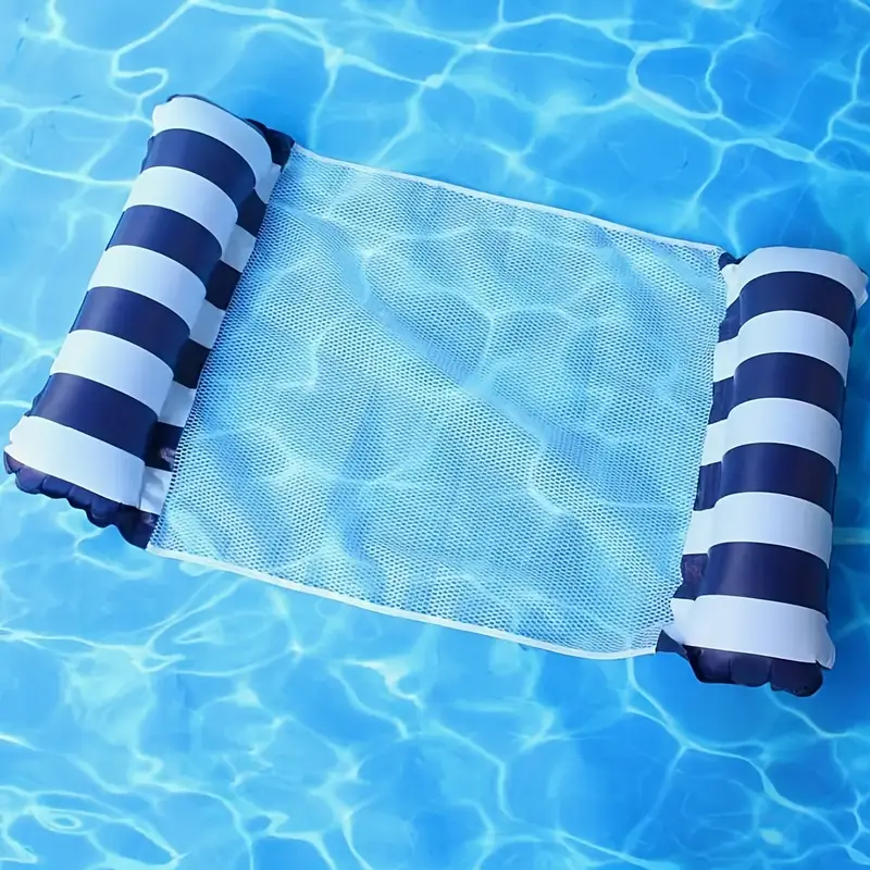 Gestreifte aufblasbare Wasserhängematte – Tragbare Poolliege zur Sommerentspannung