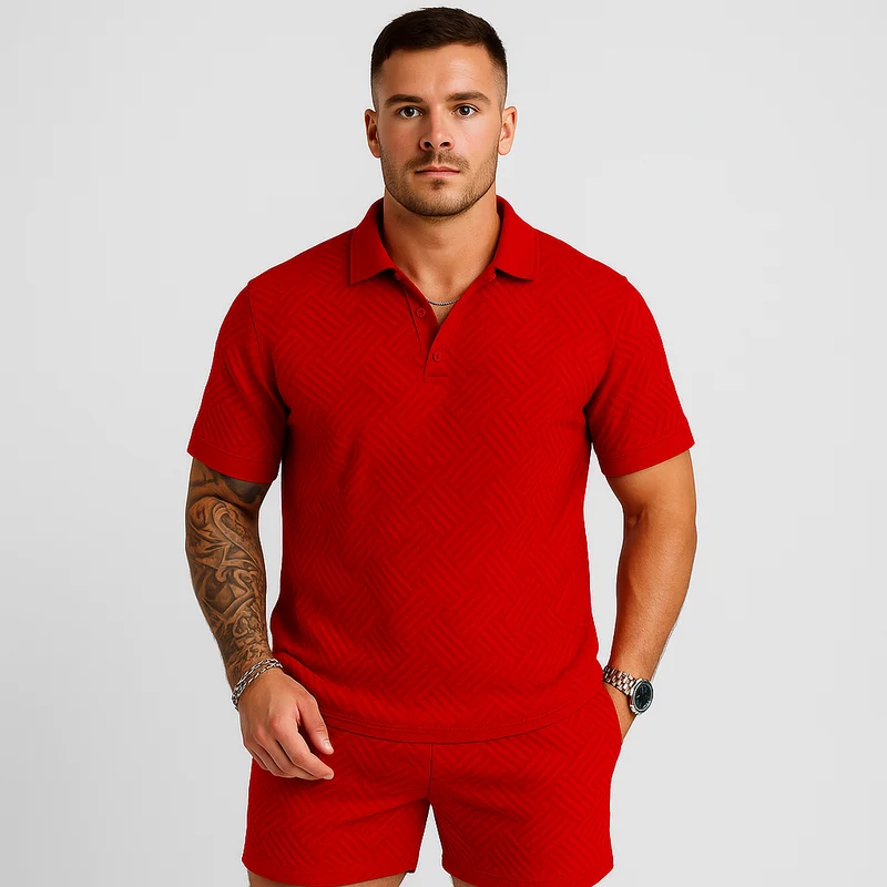 Herren Sommer Casual Set – Kurzarm-Poloshirt & passende Shorts