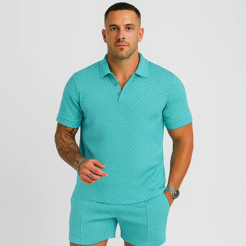 Herren Sommer Casual Set – Kurzarm-Poloshirt & passende Shorts