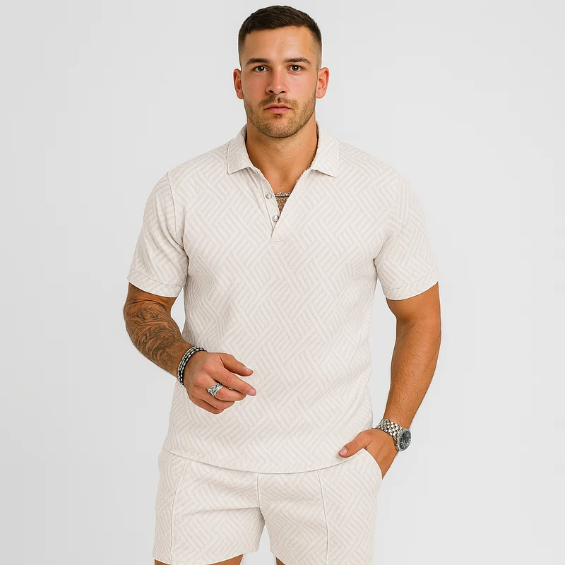 Herren Sommer Casual Set – Kurzarm-Poloshirt & passende Shorts