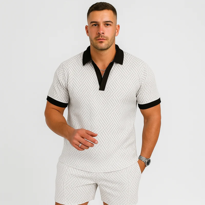 Herren Sommer Casual Set – Kurzarm-Poloshirt & passende Shorts