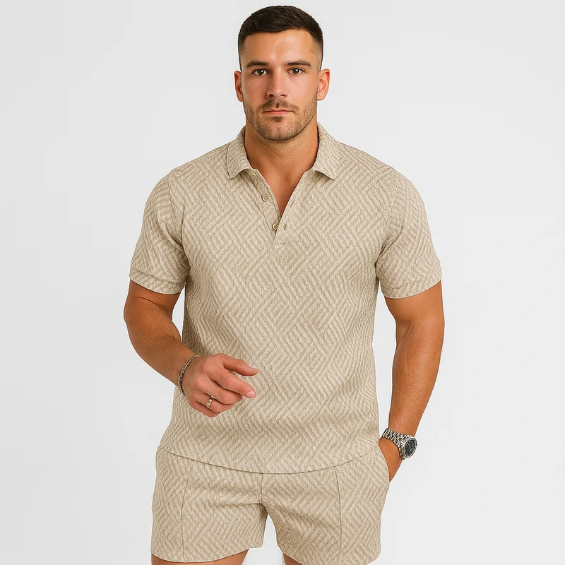 Herren Sommer Casual Set – Kurzarm-Poloshirt & passende Shorts