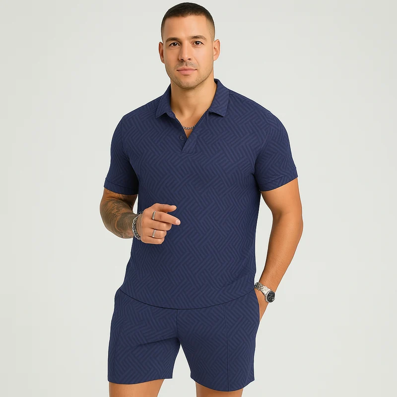 Herren Sommer Casual Set – Kurzarm-Poloshirt & passende Shorts