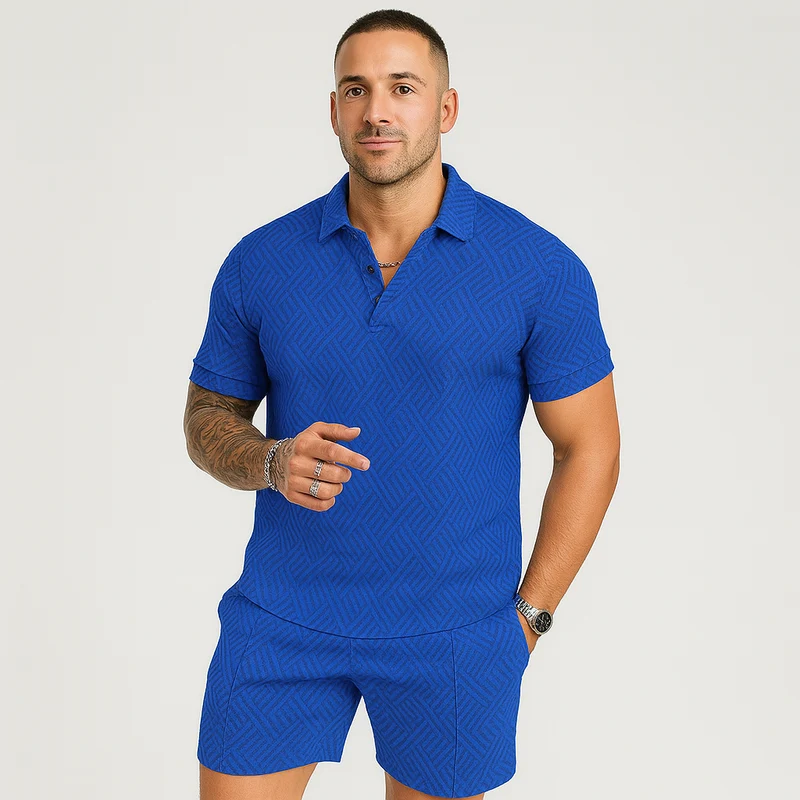 Herren Sommer Casual Set – Kurzarm-Poloshirt & passende Shorts