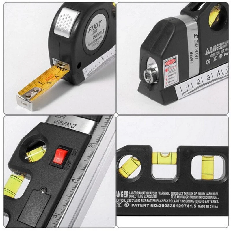 Leo MeasurePro 4-in-1-Werkzeug – Laserwasserwaage mit Lineal, Wasserwaage und Winkelmesser