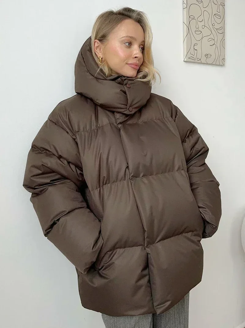 Warme Damen Winterjacke | Gesteppter Mantel mit Kapuze