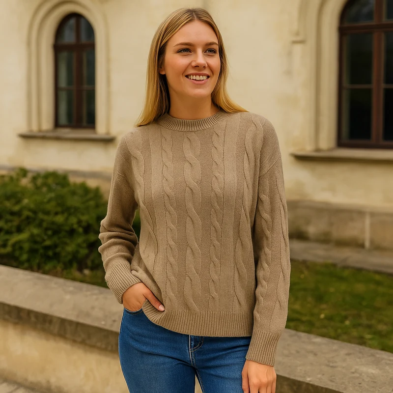 Damen Strickpullover – Warmer Winterpullover langarm