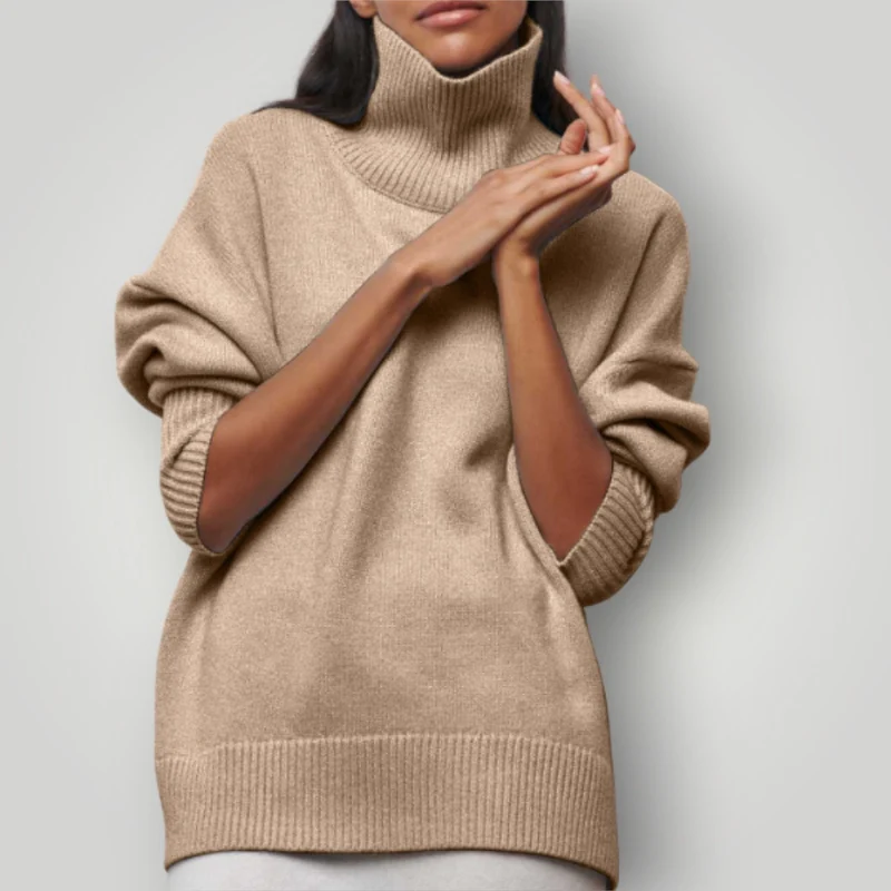 Damen Rollkragenpullover | Warmer Strickpullover in Übergröße