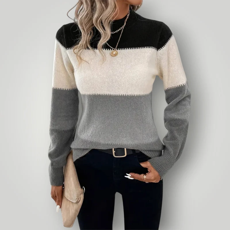 Damen Winterpullover – Warmer Strickpullover mit Stehkragen