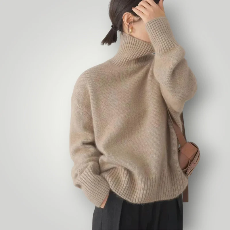 Damen Rollkragenpullover | Weicher, lässiger Pullover für Winter