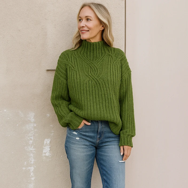 Damen Strickpullover | Warmer moderner Pullover für kalte Tage