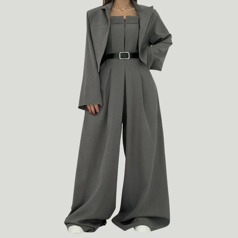 Lorayae - Soft-Touch Set aus weit geschnittenem Jumpsuit und Jacke