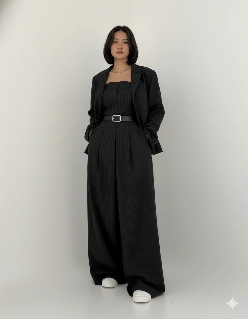 Lorayae - Soft-Touch Set aus weit geschnittenem Jumpsuit und Jacke
