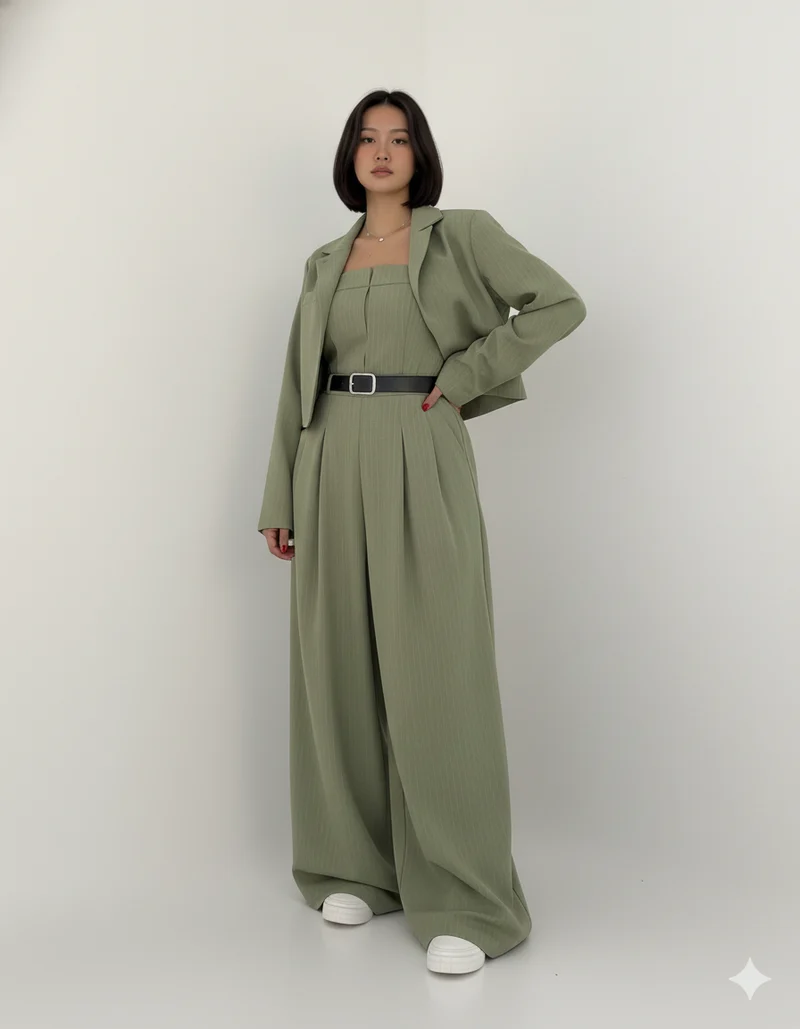 Lorayae - Soft-Touch Set aus weit geschnittenem Jumpsuit und Jacke