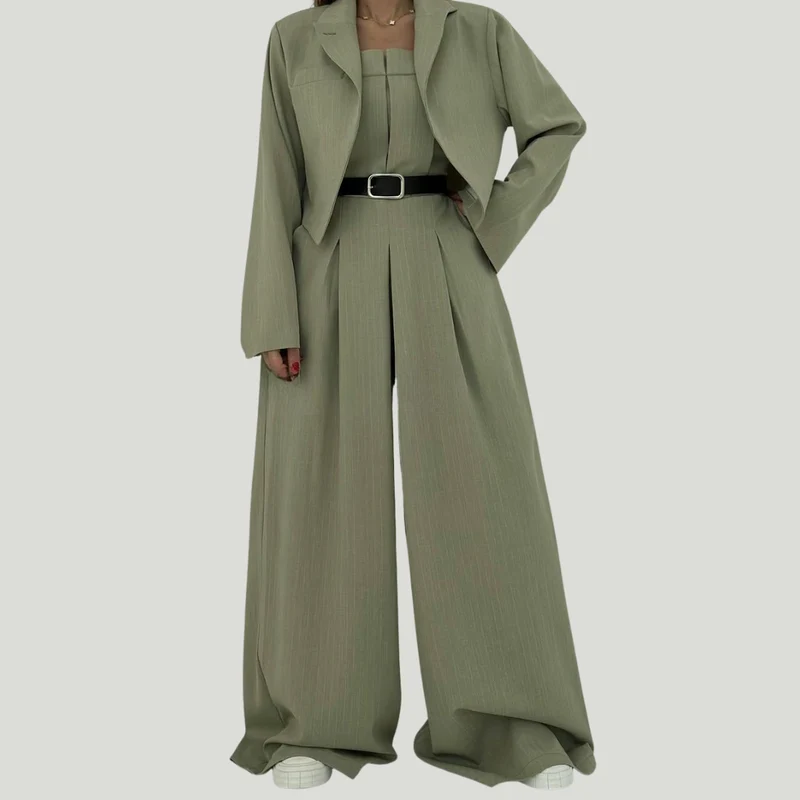 Lorayae - Soft-Touch Set aus weit geschnittenem Jumpsuit und Jacke