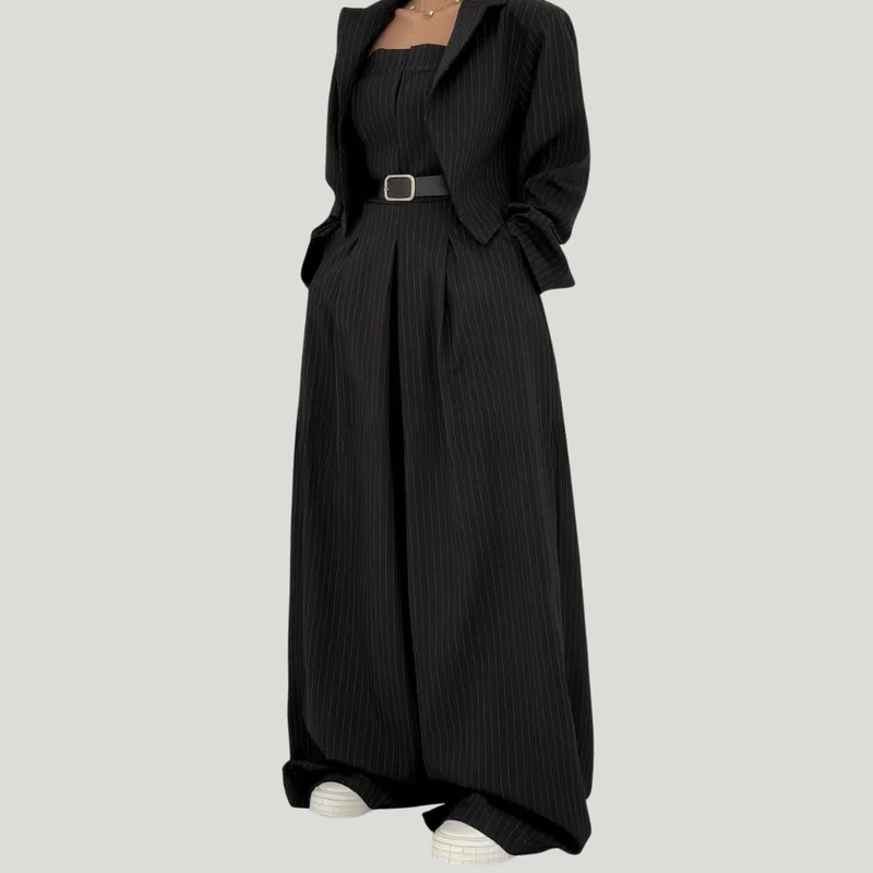 Lorayae - Soft-Touch Set aus weit geschnittenem Jumpsuit und Jacke