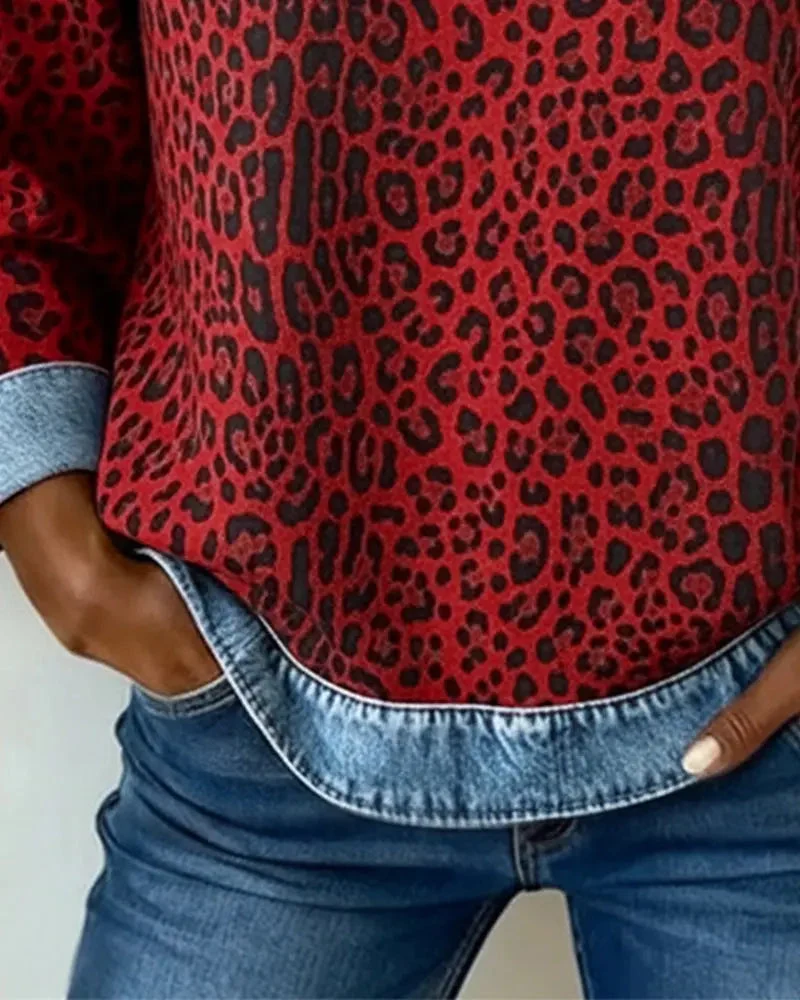Selara - Weicher Leoparden-Patchwork-Pullover