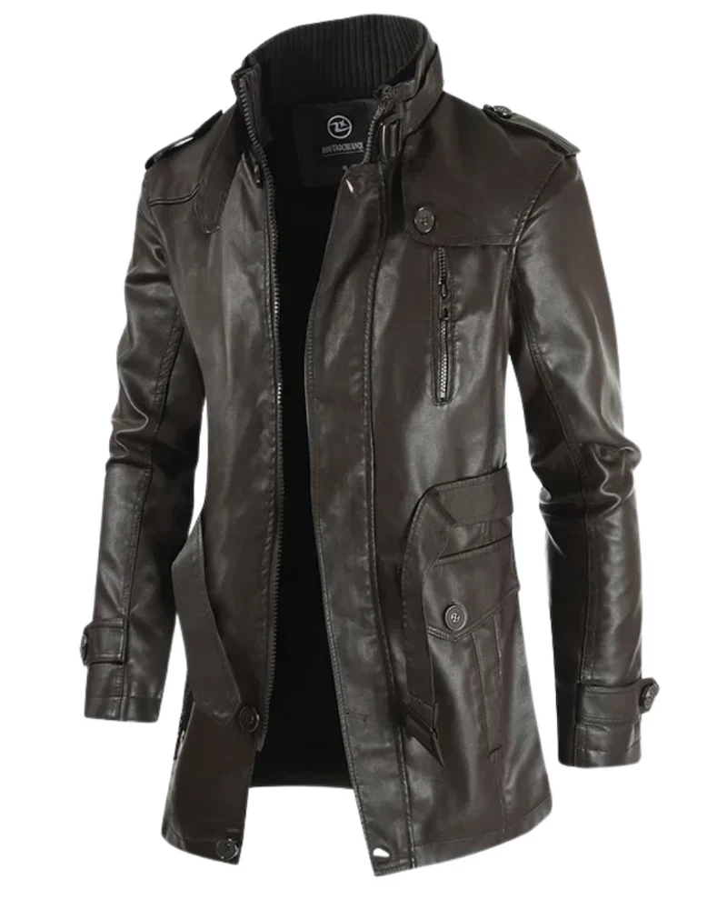 Paulin® | Elegante lange Motorradlederjacke